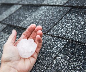 Hail next to roof